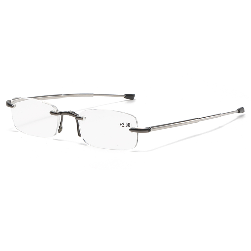 Rimless Telescope Folding Reading Glasses with portable cases