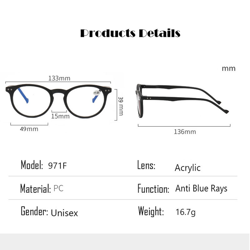 Unisex Vintage Design Novel Colors Plastic Anti Blue Rays Unisex Reading Glasses 