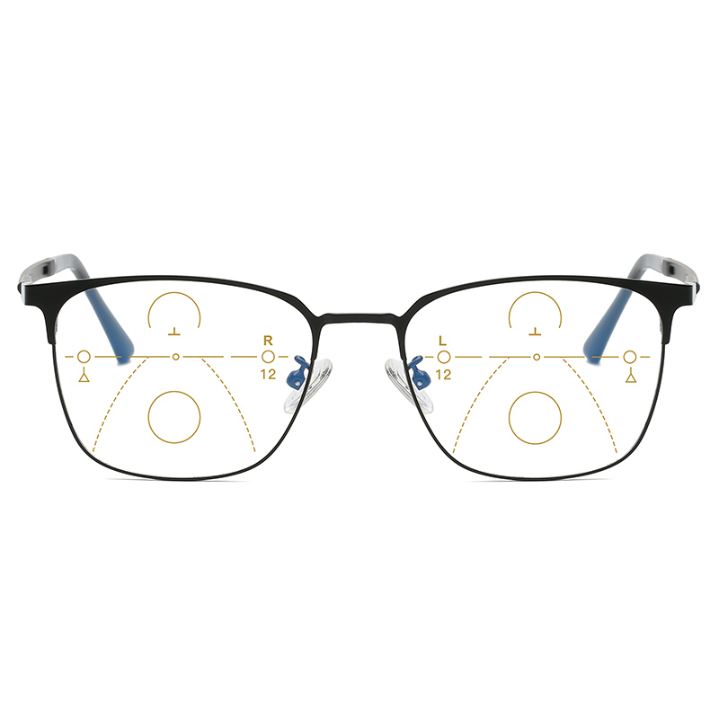 Men's Vintage Stainless Steel Multi Focus Reading Glasses Blue Light Blocking HD lens