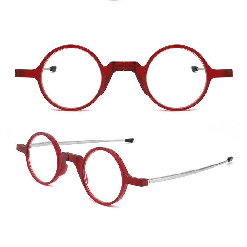 TR90 Frames Stainless Steel Telescope Arms Foldable Blue Light Vintage Round Reading Glasses