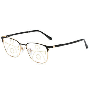Men's Vintage Stainless Steel Multi Focus Reading Glasses Blue Light Blocking HD lens