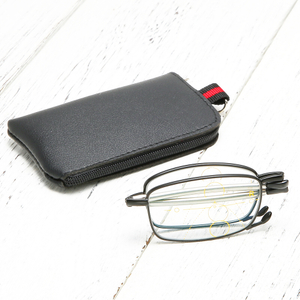 909F Portable Telescope Arms Multi Focus Photochromic Folding Reading Glasses Color Change Lens with Leather Pouch