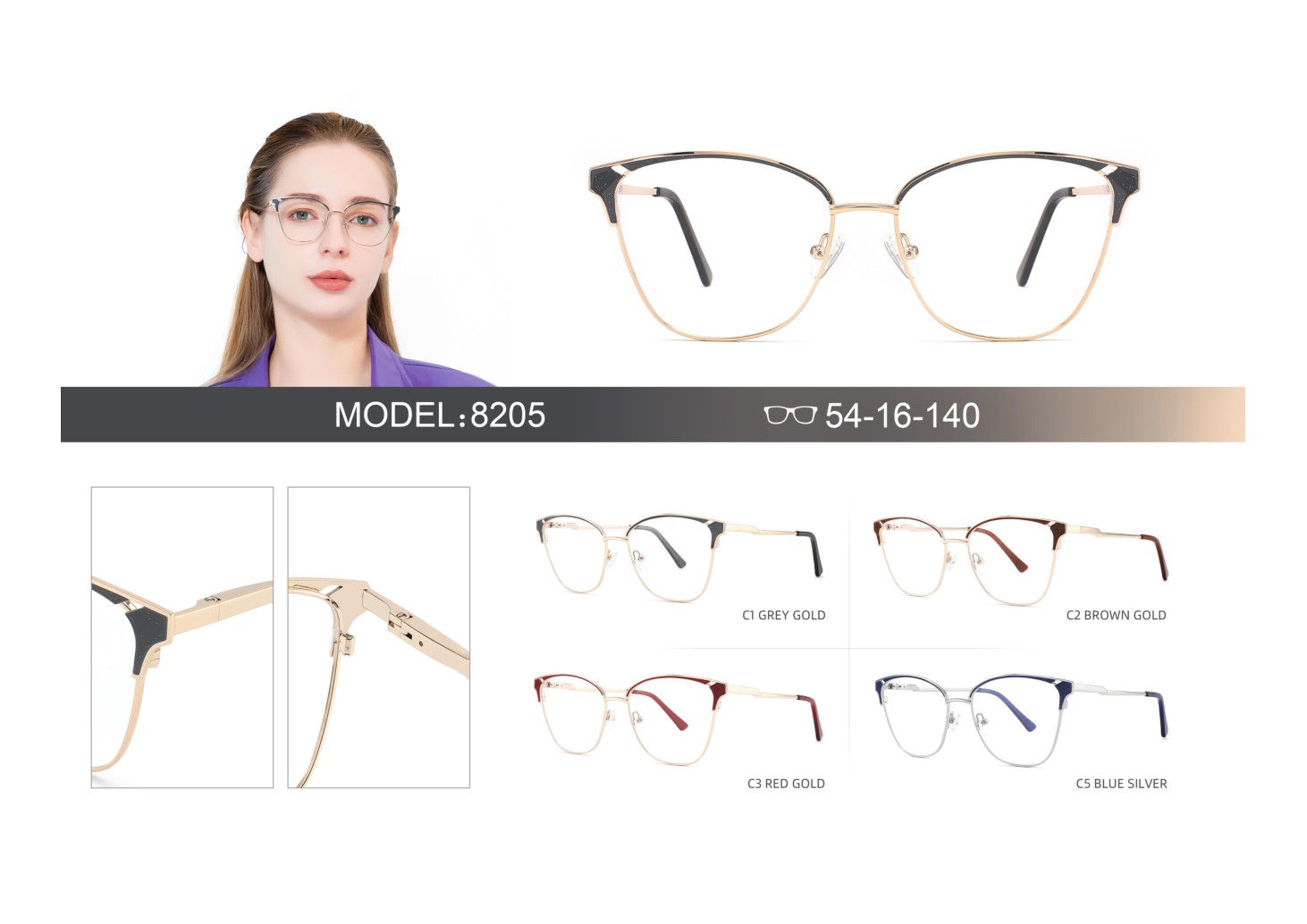 Hot Sale Ready Stocks Popular Women Glasses Frame Metal Optical Eyeglasses Frames 