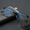 Men's Vintage Stainless Steel Multi Focus Reading Glasses Blue Light Blocking HD lens