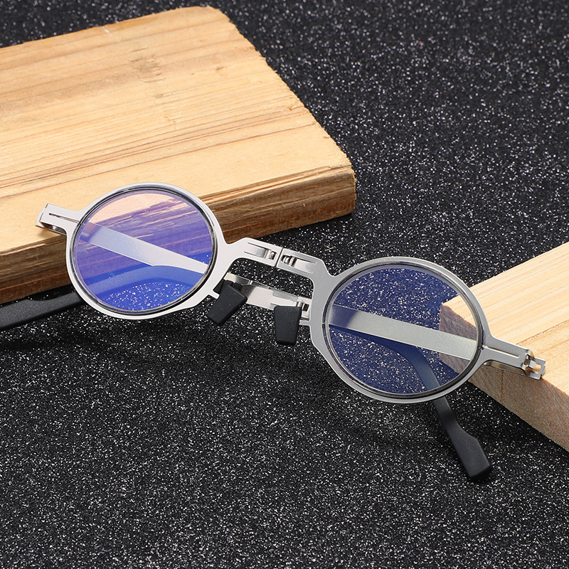 Unisex Vintage Ultra Light Stainless Steel No Screw Folding Reading Glasses Blue Light Blocking Reading Glasses