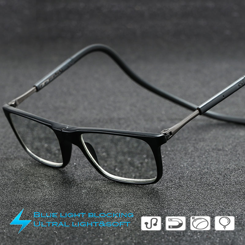 MOD.916 Hang on Neck Blue Light Blocking Reading Glasses,Comfortable Slicon Arms