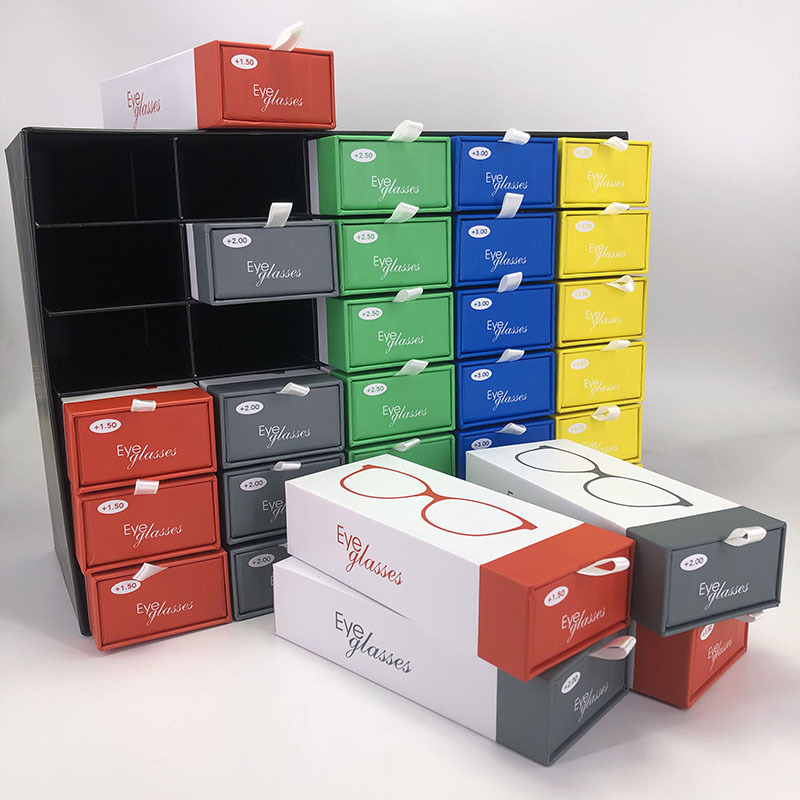 paper cardboard eyeglasses and reading glasses gift box and display box