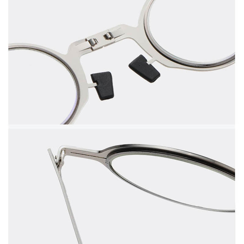 Unisex Vintage Ultra Light Stainless Steel No Screw Folding Reading Glasses Blue Light Blocking Reading Glasses