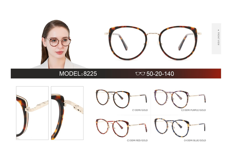 Metal&Acetate Combination Ins Popular Women Glasses Frame Metal Optical Eyeglasses Frames 