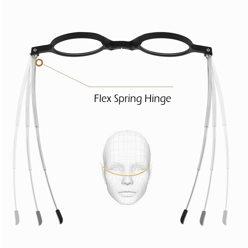 TR90 Frames Stainless Steel Telescope Arms Foldable Blue Light Vintage Round Reading Glasses