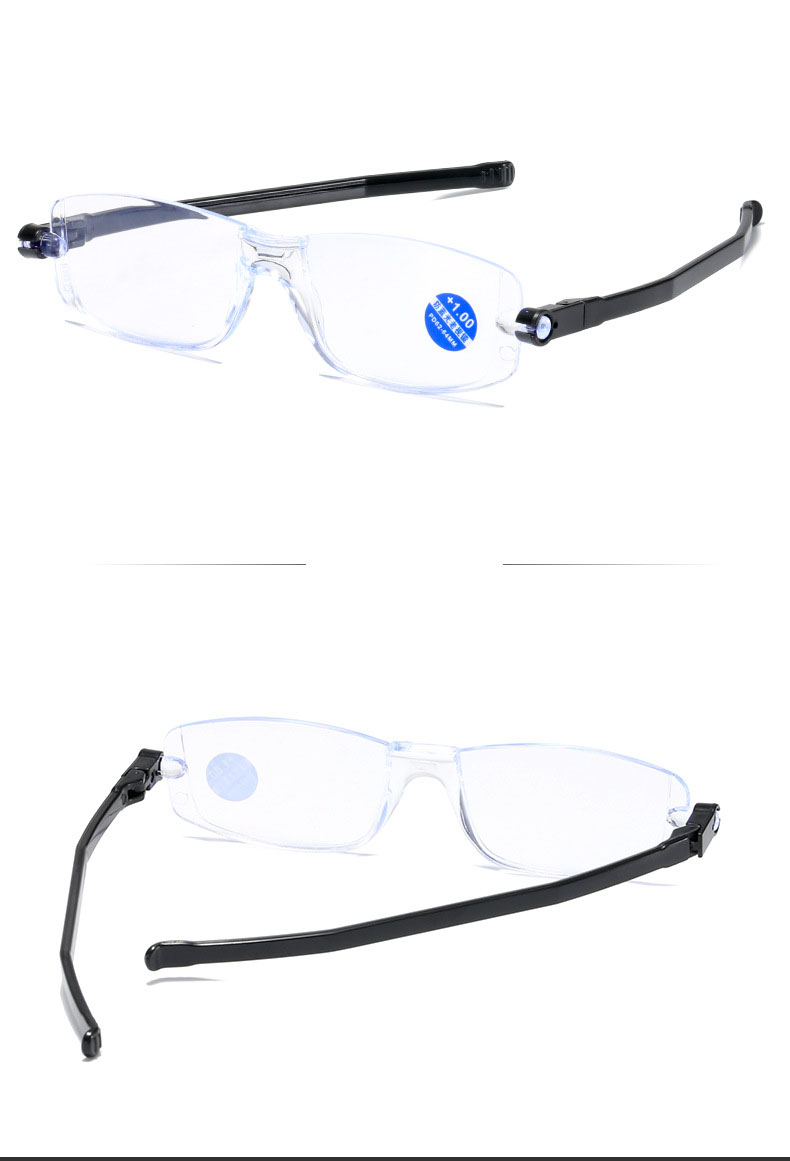 360 Degree Rotation Arms Folding Reading Glasses,Hd Blue Light Blocking Lens,eye Protection Uv400,With Slim Thin Cases