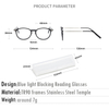 Unisex Vintage Ultra Light Weight FlexTR90 Blue Light Blocking Reading Glasses