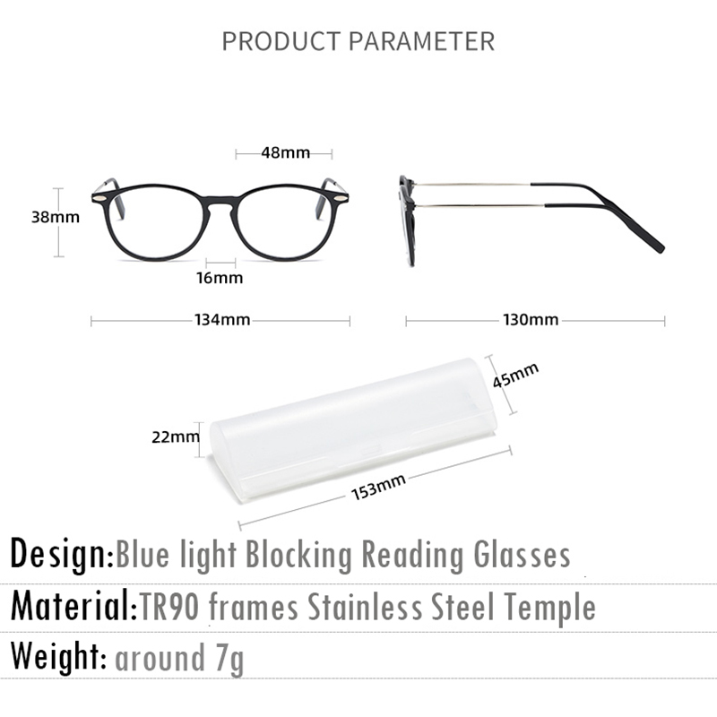 Unisex Vintage Ultra Light Weight FlexTR90 Blue Light Blocking Reading Glasses