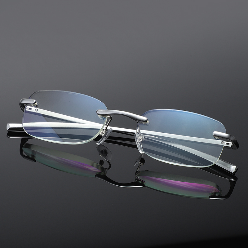 Ultra Light Aluminium Blue Light Blocking Rimless Reading Glasses 