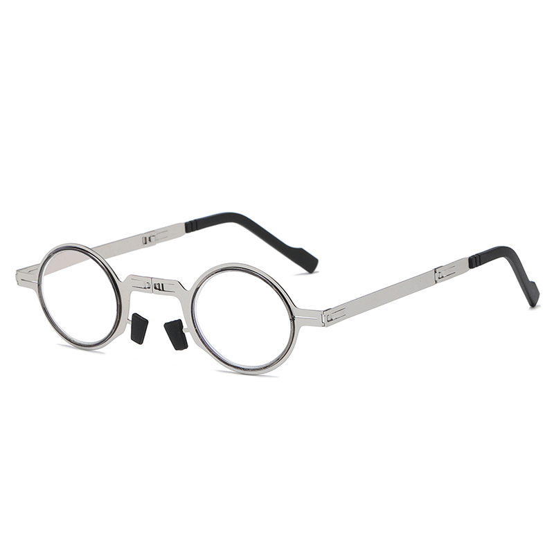 Unisex Vintage Ultra Light Stainless Steel No Screw Folding Reading Glasses Blue Light Blocking Reading Glasses