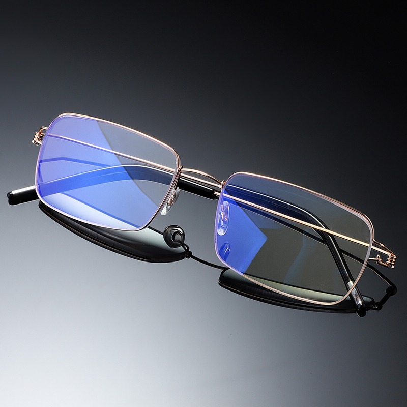 Stainless Steel Handmade No Screw Ultra Light Blue Light Reading Glasses