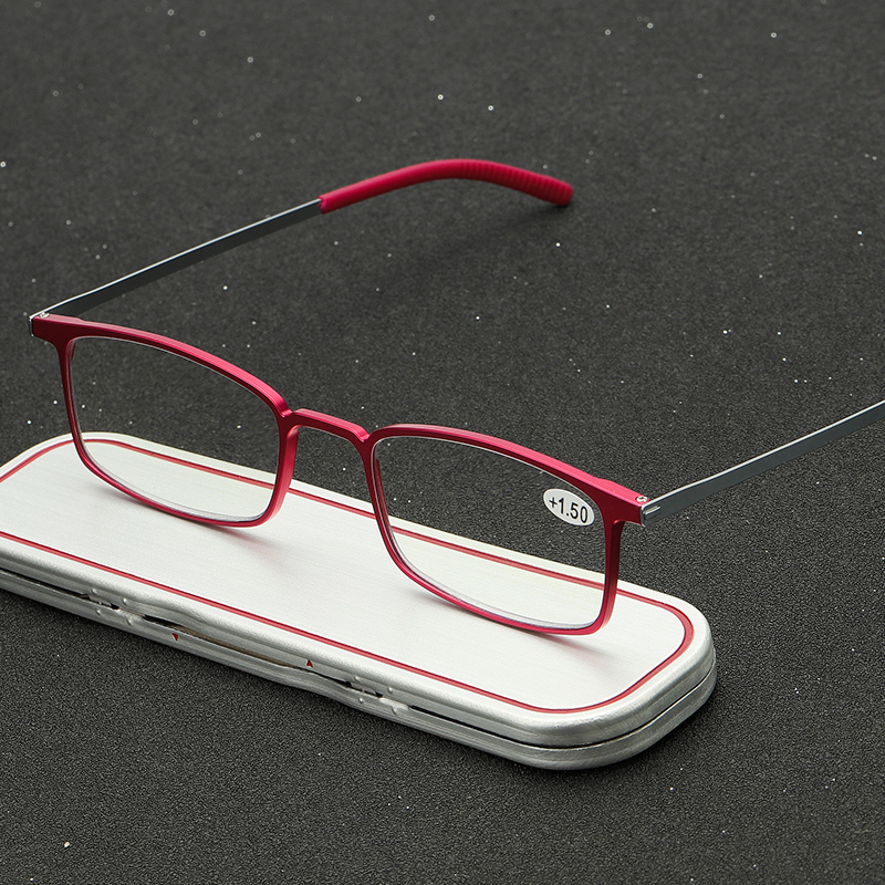 Ultra Light and Strong Aluminium Made Blue light Blocking Computer Digital Spring Hinge Reading Glasses with Aluminium cases