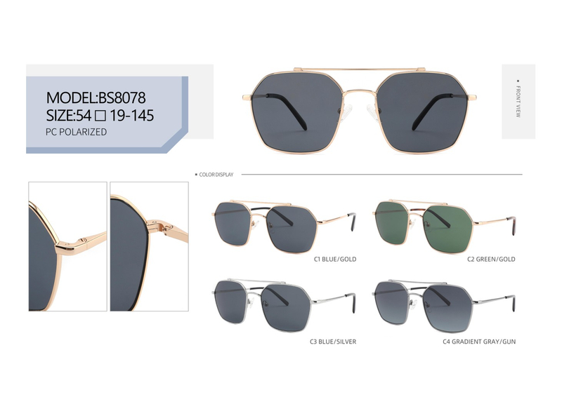  PC Polarized Aviator Metal Sunglasses