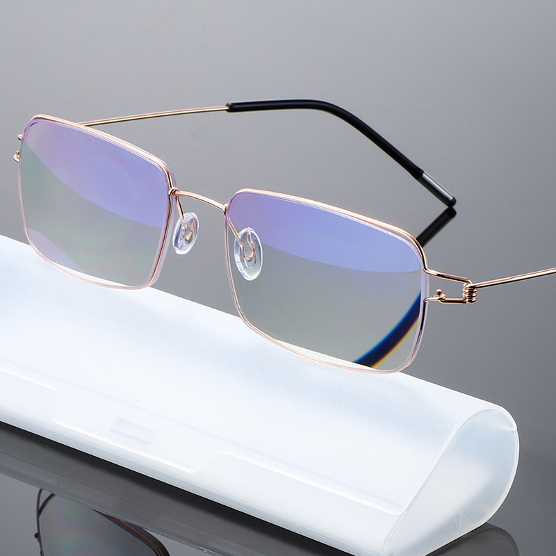 Stainless Steel Handmade No Screw Ultra Light Blue Light Reading Glasses