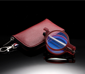 TR90 Frames Stainless Steel Telescope Arms Foldable Blue Light Vintage Round Reading Glasses