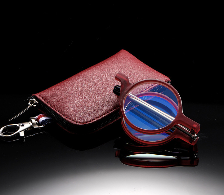 TR90 Frames Stainless Steel Telescope Arms Foldable Blue Light Vintage Round Reading Glasses
