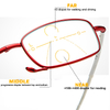 909F Portable Telescope Arms Multi Focus Photochromic Folding Reading Glasses Color Change Lens with Leather Pouch