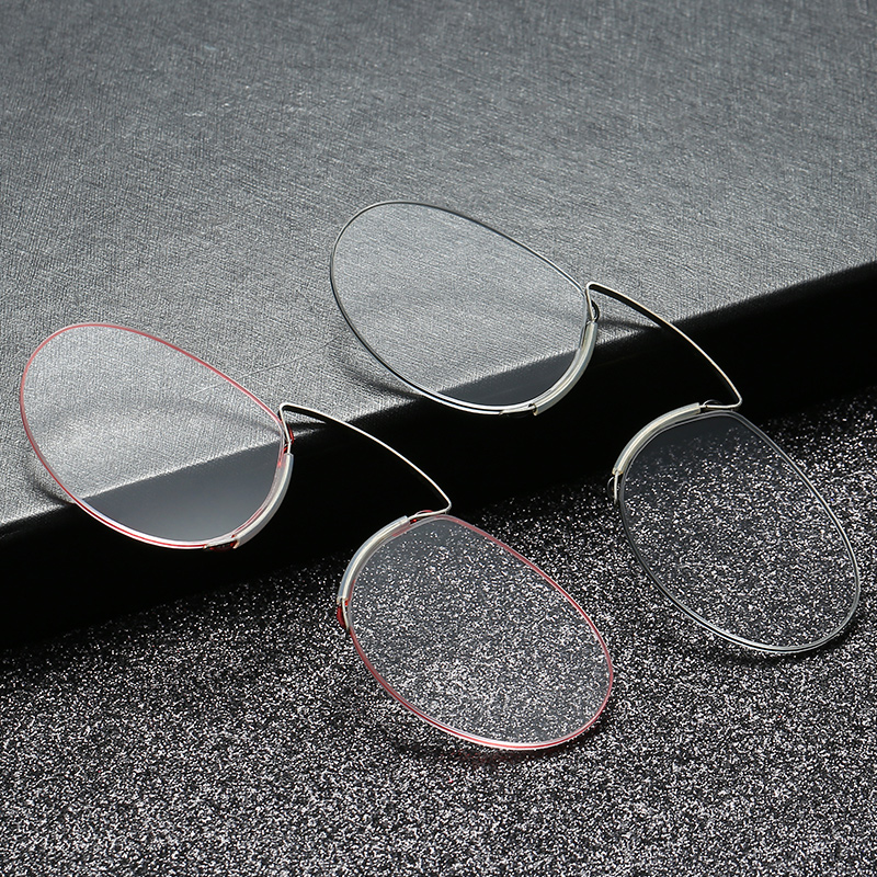 Rimless Nose Clip Reading Glasses UV400 Blue Light Blocking Lens