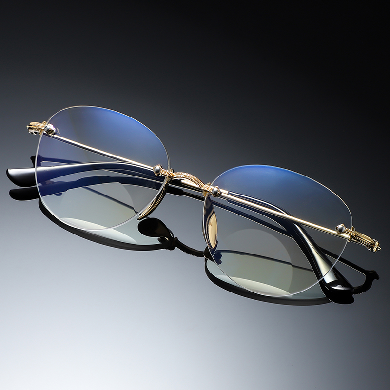 Unisex Bifocal Reading Glasses Stainless Steel Vintage RImless Design Blue light Blocking Digital Reading Glasses